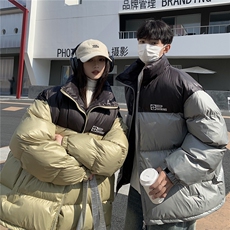 EQ337立领拼接撞色面包服男女情侣装2024新款棉衣外套潮流棉服，男装棉衣，电商C306-1