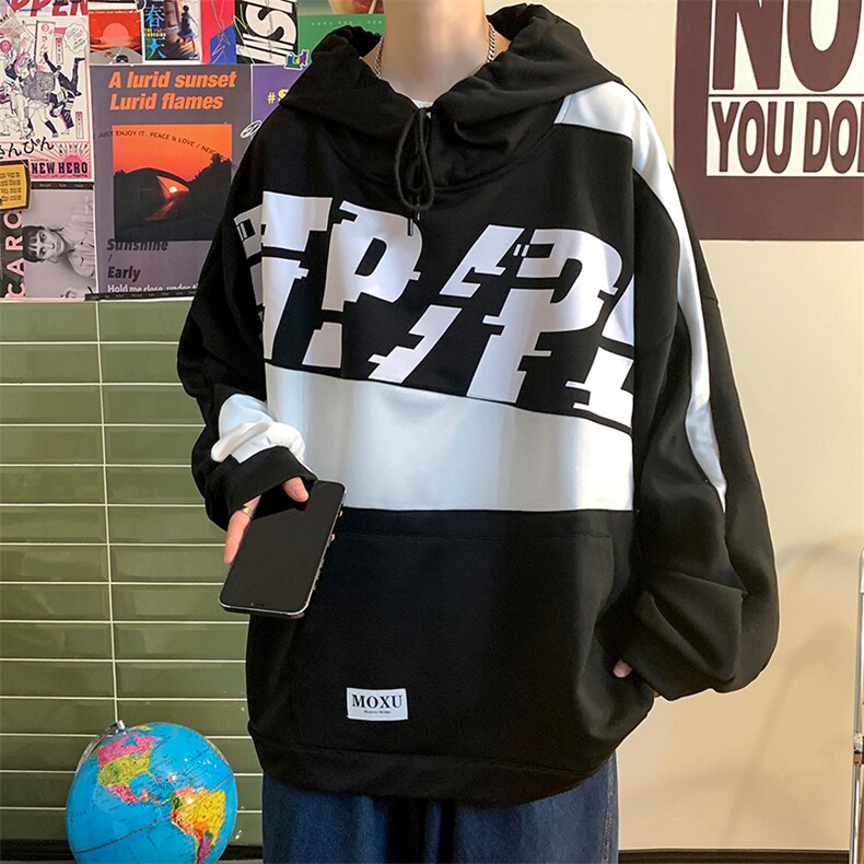 2023春季新款7XL-M大码连帽卫衣男港风宽松套头上衣加肥加大码,男装卫衣,钱塘717(原712)