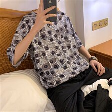 2024夏季新款印花短袖T恤男宽松嘻哈潮流半袖，男装T恤，电商A161-2