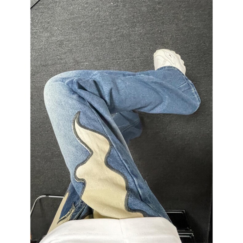 【有货】美式复古牛仔裤男设计感小众裤子NZK9102PP-特P55,男装牛仔裤,星座1007（原301D）