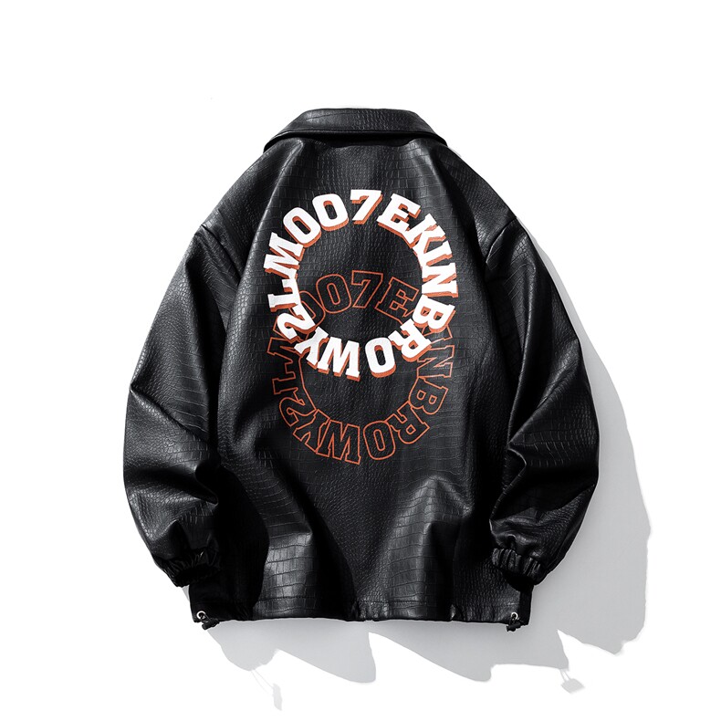 白底平铺鳄鱼纹皮衣女外套男大码M-5XL潮美式皮衣男JK7815P90控，男装皮衣，星座227-7