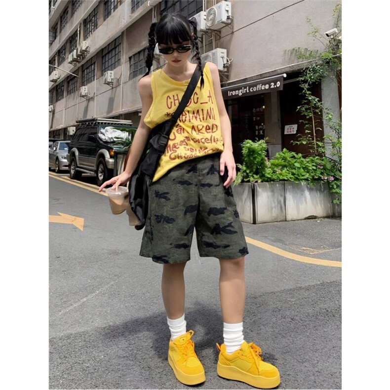 现货 夏季迷彩工装宽松阔腿直筒五分休闲短裤男 K5916-特P35 控59图片