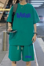 ！2024夏季新款男士华夫格短袖套装百搭学生一套HTZ11P50，男装T恤，电商B220