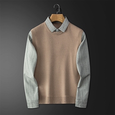 高端假两件毛衣男衬衫领2025春秋季新款商务休闲高档男针织衫上衣，男装衬衫，电商B212（原钱塘6029）