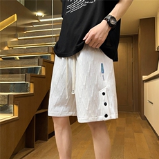 2026夏潮休闲提花短裤薄款清凉五分裤排扣K28028/特P30白色3，男装休闲裤，电商A094