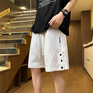2026夏潮休闲提花短裤薄款清凉五分裤排扣 K28028/特P30 白色3图片