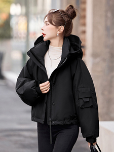 休闲保暖工装羽绒服女2024冬季新款小个子超好看派克服白鸭绒外套图片