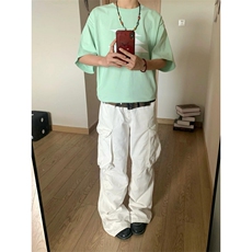 【有货】白色工装裤男美式复古hiphop裤子高街阔腿BGK01LL-特P52，男装工装外套，星座1007（原301D）