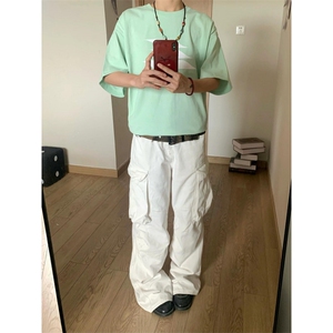 【有货】白色工装裤男美式复古hiphop裤子高街阔腿BGK01LL-特P52图片