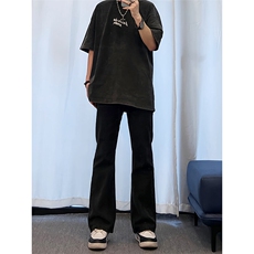 高点击！！！纯黑色微喇叭牛仔裤修身弹力KZ06-P55，男装牛仔裤，星座310A-4