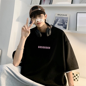抖音得物二开 现货 220克夏装重磅美式高街宽松短袖t恤 MT161图片
