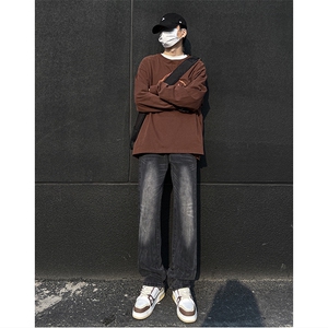 美式高街vibe重工艺做旧水洗hiphop直筒牛仔裤货号K2323P55