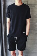 男士短袖裤休闲套装运动青年韩版潮流冰丝两件2021新款DS139TP70，男装T恤，电商A102