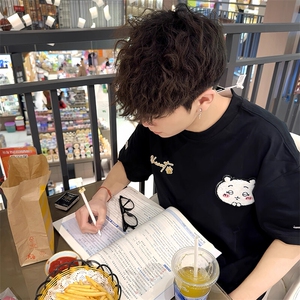 万针全刺绣工艺 高品质260克纯棉双纱美式高街宽松短袖T恤 特P33图片
