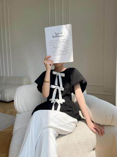 【新款】前片大蝴蝶结泡泡袖上衣，女装，LION&CAT(2F)