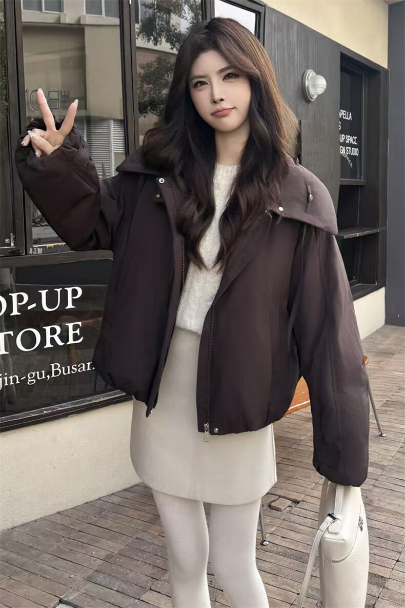 时尚立领短款羽绒服女2025冬新款小个子宽松显瘦保暖白鸭绒外套,女装羽绒服,琦鑫阁（原依鑫阁）
