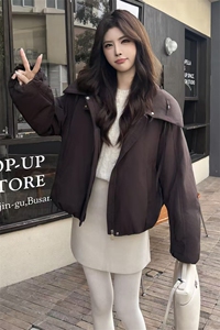 时尚立领短款羽绒服女2025冬新款小个子宽松显瘦保暖白鸭绒外套图片