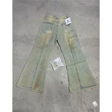 得物品质秋款男女牛仔裤扎染渐变色微喇叭珍珠点缀长裤NK175P72，男装牛仔裤，星座1013-1