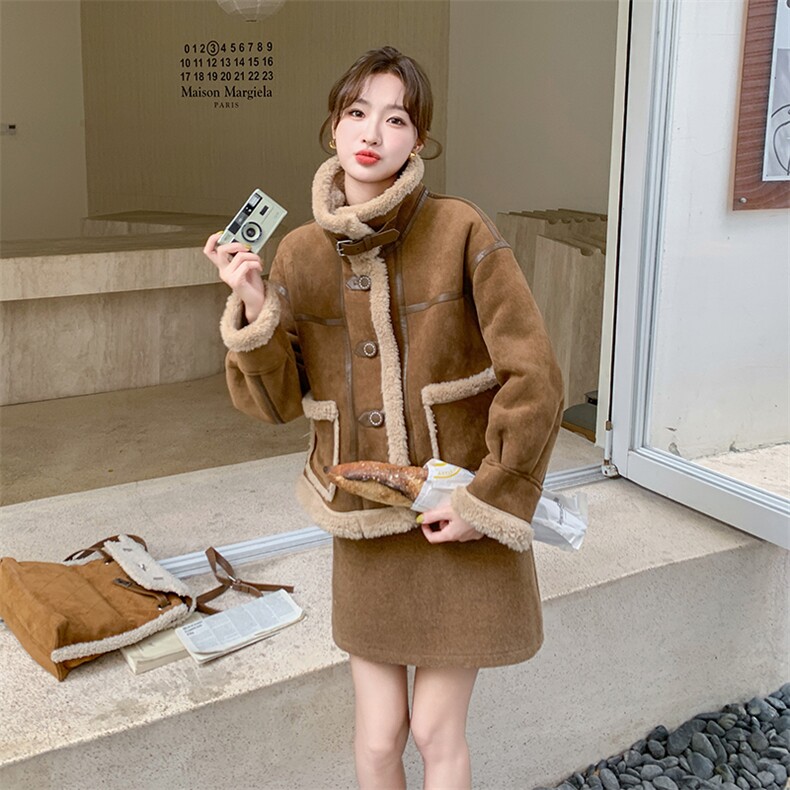 2024年冬季皮毛一体羊羔毛外套女0152，女装羊羔毛/颗粒绒，浙宝069