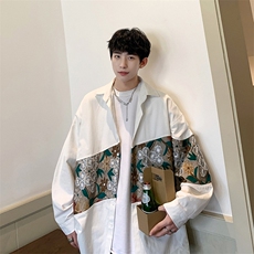 港风长袖衬衣男情侣大码M-5XL中性风刺绣潮长袖衬衫男CS9743P50，男装衬衫，星座227-7