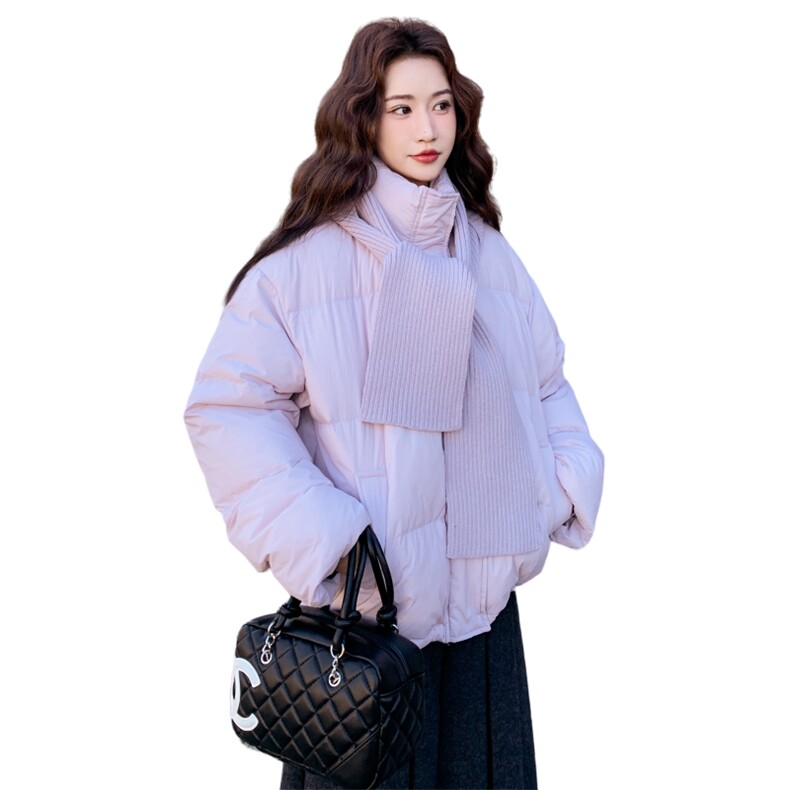 超好看送围巾羽绒服女冬2025新款韩版加厚白鸭绒小个子面包服,女装羽绒服,2C177