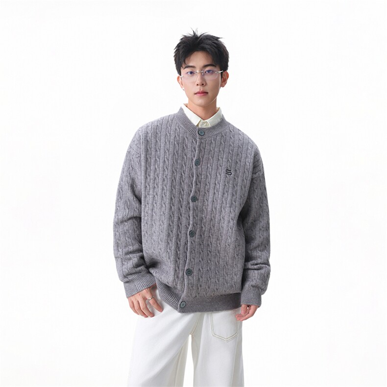 秋冬新款圆领开衫毛衣男女绣花针织衫外套218-7-MY01-P65-控98,男装针织衫/毛衣,星座218-7