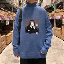 M18122-P45 加绒款-P65半高领毛衣男士大码针织衫男毛线衣男图片