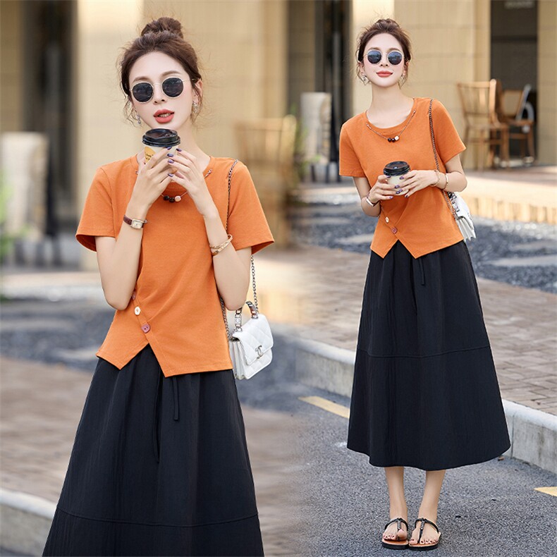 2025夏季新款时尚显瘦洋气减龄设计感不规则修身套装，女装套装/套裙，采品优优