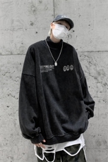 水洗做旧加绒加厚卫衣男23冬高领笑脸印花打底衫XZ514-2-X56-P78，男装T恤，星座514-2(原B239)
