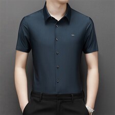 夏季新款2022中年男士短袖衬衫休闲免烫爸爸装衬衣上衣，男装衬衫，电商B212（原钱塘6029）