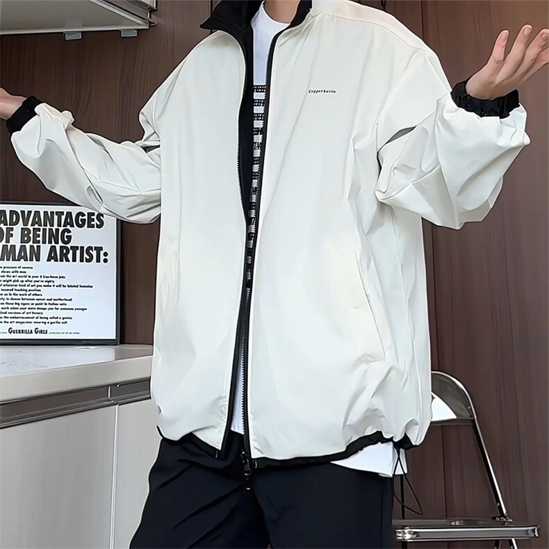 JK9026/P70秋装两面穿休闲男外套宽松情侣运动ins百搭夹克两面服,男装夹克,电商A141