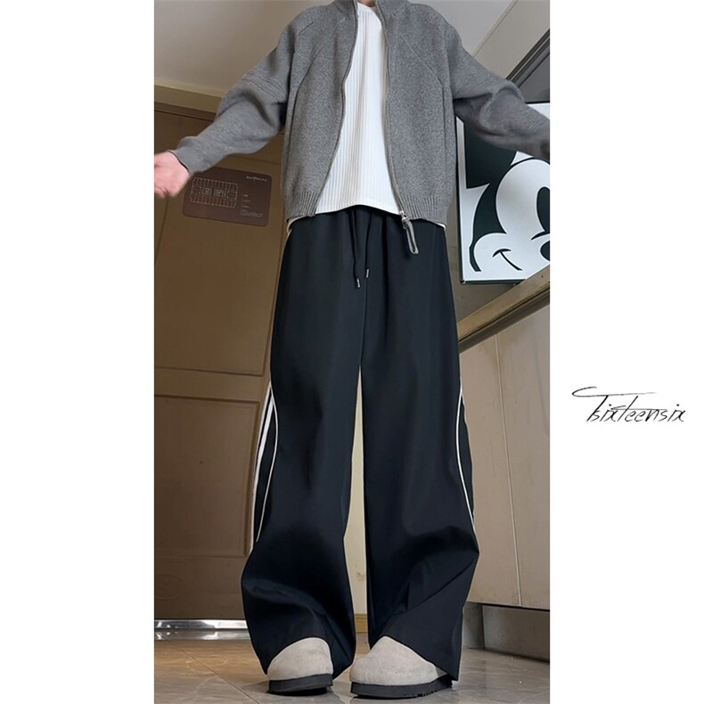 美式条纹休闲裤男潮牌冲锋裤秋季宽松伞兵裤A166-YK092-P45控65图片