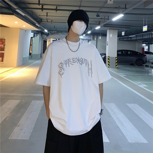 T恤潮流圆领男港风烫钻2026夏季新款短袖时尚B299-X5217-P35-控49图片
