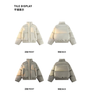 现货5W件冬季三防重磅硬挺boxy短款羽绒立领PU皮棉衣外套加厚棉服图片
