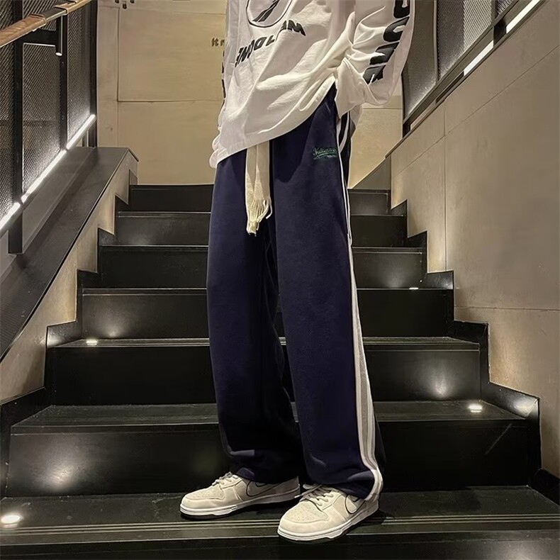 日系藏青色卫裤男春秋季美式hiphop裤子ins高街潮休闲裤K2840-P34,男装休闲裤,星座412-2