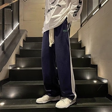 日系藏青色卫裤男春秋季美式hiphop裤子ins高街潮休闲裤K2840-P34，男装休闲裤，星座412-2