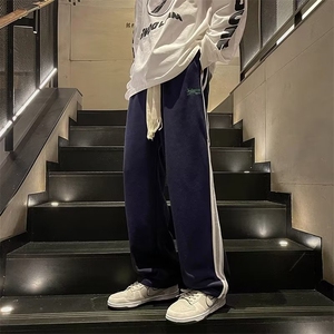日系藏青色卫裤男春秋季美式hiphop裤子ins高街潮休闲裤K2840-P34图片