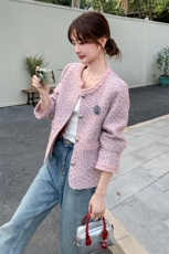 法式气质小香风短款外套女2025春秋季新款韩系显瘦圆领上衣，女装短外套，浪娴服饰