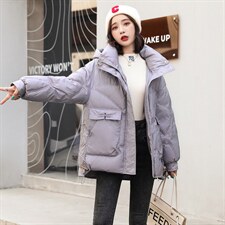 羽绒服女2021冬季时尚盘扣设计感小众短款大码宽松，女装羽绒服，笃写