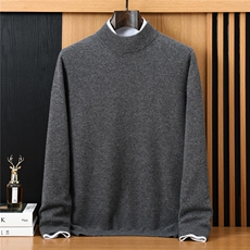 2025年秋季圆领时尚百搭半高领男士羊绒衫，男装羊绒套衫，恒标羊绒