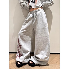 美式慵懒休闲??星星印花抽绳弯刀卫裤男女宽松百搭拖地长裤，男装休闲裤，星座218-8