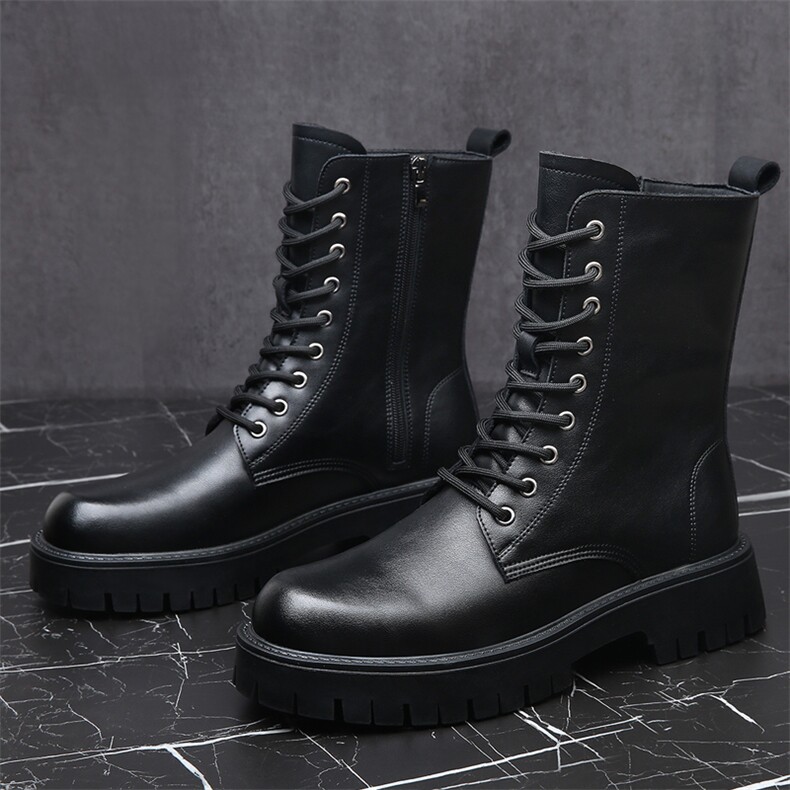 X4286-165新款9孔马丁靴男款加绒保暖长筒皮靴，男鞋马丁靴，星座1407-3