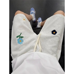 小花刺绣短裤男夏季外穿美式潮流宽松简约五分裤DAA103-P32图片