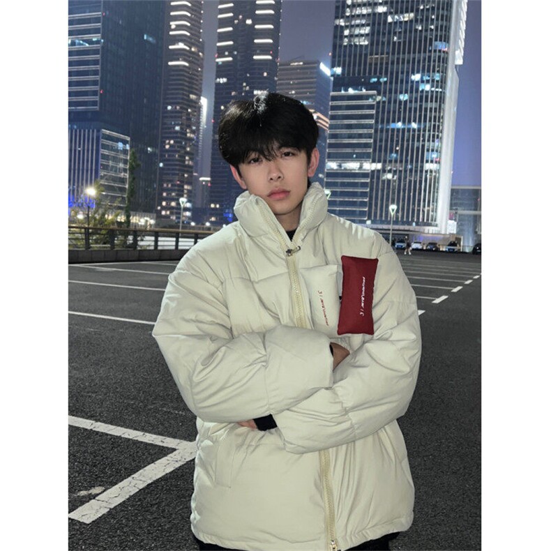 A456-P108PU皮棉服贴贴棉服面包服男女同款港风潮流，男装棉衣，星座911