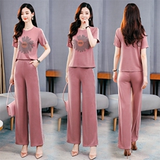 夏季大码女装2024新款时尚阔腿裤显瘦洋气女款套装休闲两件套爆款，女装套装/套裙，梦依杭