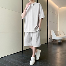 新款夏季薄款透气搭配一套短裤宽松套装TZ27-P75，男装牛仔裤，星座308B-2