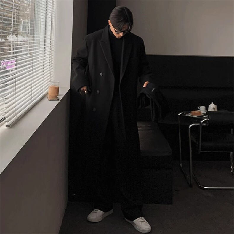 超长款秋冬韩版毛呢大衣宽松高级感潮流外套DY0019P128,男装毛呢大衣,星座1004（原星座815-3）