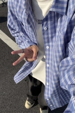 秋季新款格子衬衫男宽松休闲百搭高级感上衣C2269-特价36，男装衬衫，电商A007