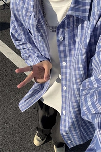 秋季新款格子衬衫男宽松休闲百搭高级感上衣C2269-特价36图片