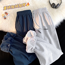 加绒休闲裤男冬季新款加厚束脚裤学生卫裤XZ102A-4-K800-P50，男装休闲裤，星座211-2